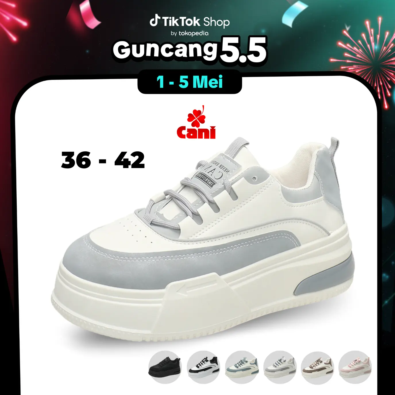 CANI Jeno Sepatu Sneakers Wanita Casual Platform Graceful Pink Shoes K9243