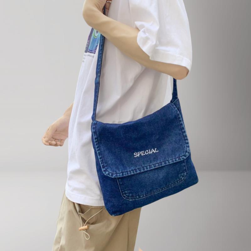 Túi Denim Đeo Chéo, Unisex, Túi Messenger Vải Bố, Thiết Kế Đơn Giản, Hợp Xu hướng Và Bền, Thích Hợp Cho Học Sinh, Năm 2025 4