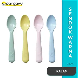 Sendok Garpu Pisau Makan Anak Warna-Warni Alat Makan Bayi Serbagunan Plastik Warna Campuran Fork Spoon Knife Kalas Isi SATUAN