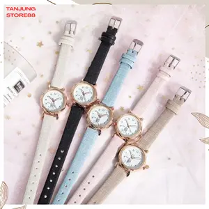 TJ Jam Tangan Wanita Quartz Strap PU Analog Casual Gaya Retro Persegi Watch Fashion Body Belimbing RM063