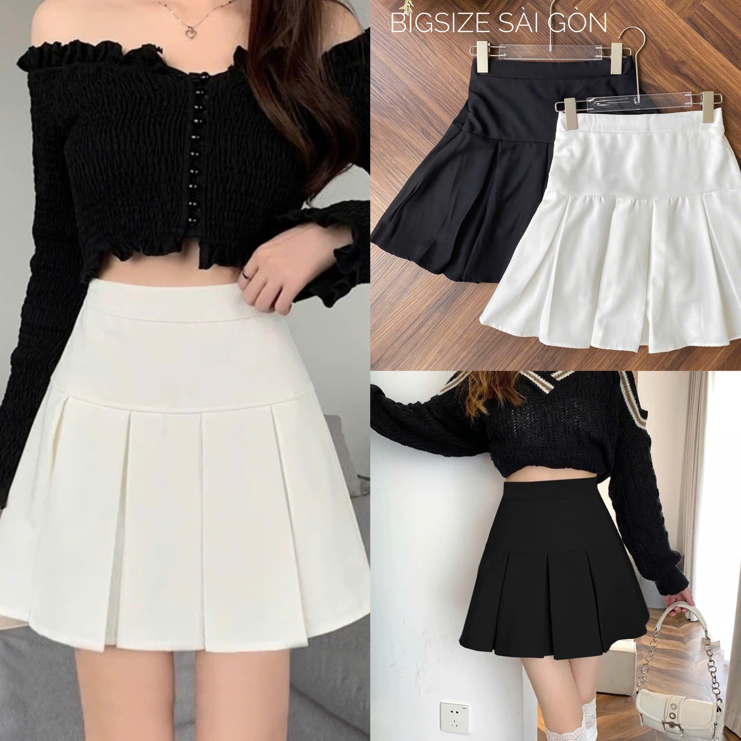 Thời Trang Bigsize Chân Váy Xếp Ly Basic Dáng Ngắn Nữ Tính Bigsize 50 - 100Kg Nữ Bigsize Sài Gòn Top Women - B.1437