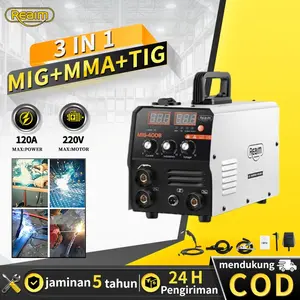 Reaim Mesin Las MIG 250 3-in-1 Inverter IGBT 450W Tanpa Gas Logam Welding Trafo Las 220V 20-120A COD 24H Jaminan 5 Tahun