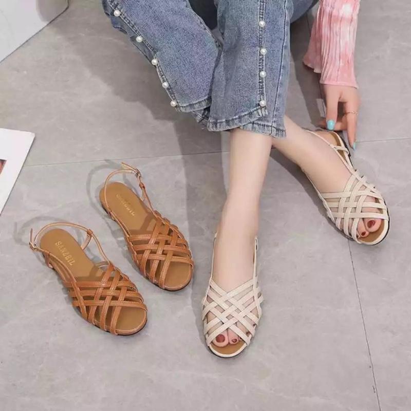 Fumu.id - SANDRINA Flats Sepatu Fashion Wanita Model Tali Kronjo Stylish Abis Sandal 0