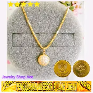 Kalung Wanita Dari Koin Logam 1991 Cantik Terbaru Motif Bola Permata Aksesoris Dewasa Rantai Anak