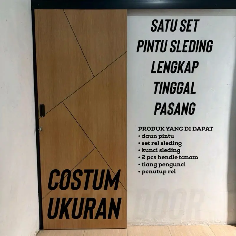 SATU SET PINTU SLEDING TINGGAL PASANG | SLEDING DOOR | PINTU GESER FREE STOPER DAN COVER RELCOSTUM UKURAN