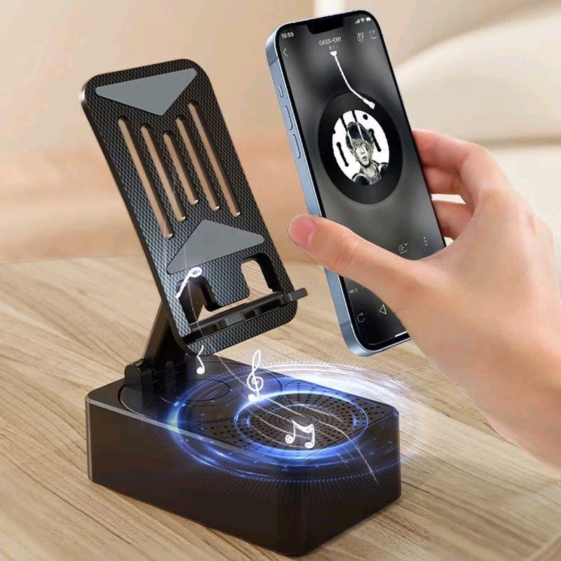 Loa bluetooth 3 trong 1 tích hợp sạc dự phòng giá đỡ điện thoại chống trượt có thể gập lại tiện lợi