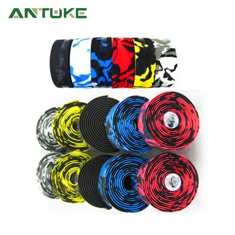 1 SET Road Bike Handlebar Tapes, Anti Slip Shock Absorbing Tape, Rubber Cushion,Bar End Cycling HandleWrap