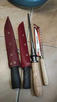 Product Review of 2 pisau baja Hss arkote & 1pcs stik asah kristal  Kitchenware Dapur Daging from l**y 0