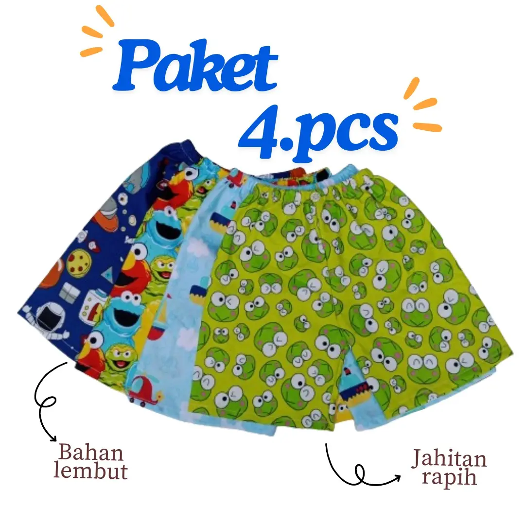 PAKET 4 PCS celana pendek anak anak laki laki dan perempuan/ kolor anak cewek cowok usia 1 samapi 5 tahun