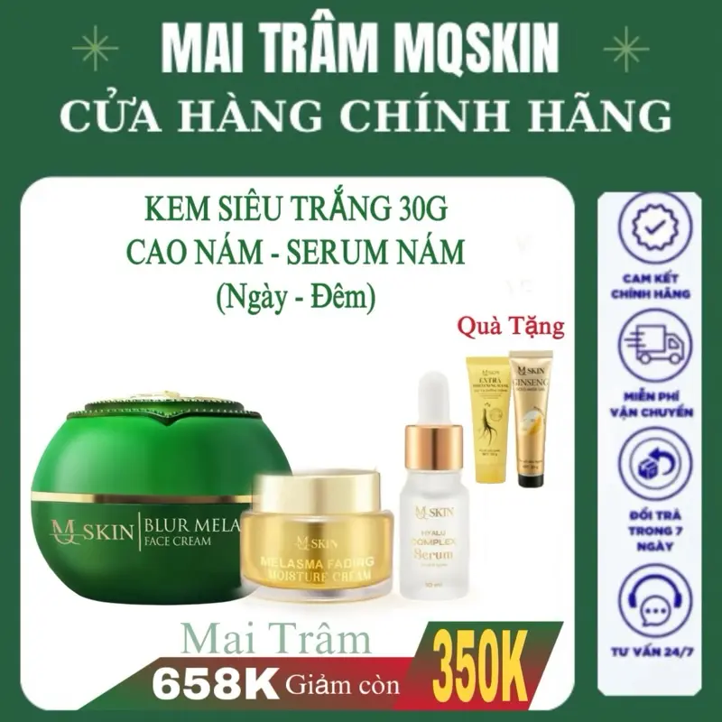 [ TẶNG QUÀ] COMBO SIÊU TRẮNG M Q SKIN (Kem Face 30g+ Kem Nám 15g + Serum Nám 10ml)Hổ trợ cải thiện làn da nám Skincare combo