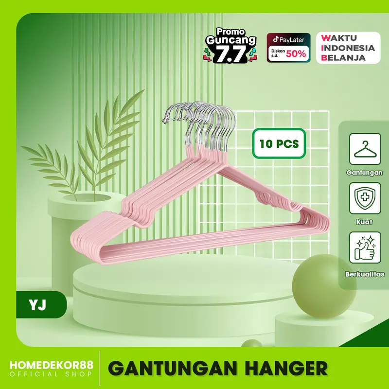 HOMEDEKOR - Hanger Baju Stenlis 1 PAKET ISI 10PCS Hanger Anti Karat Ukuran Besar / Kecil 0