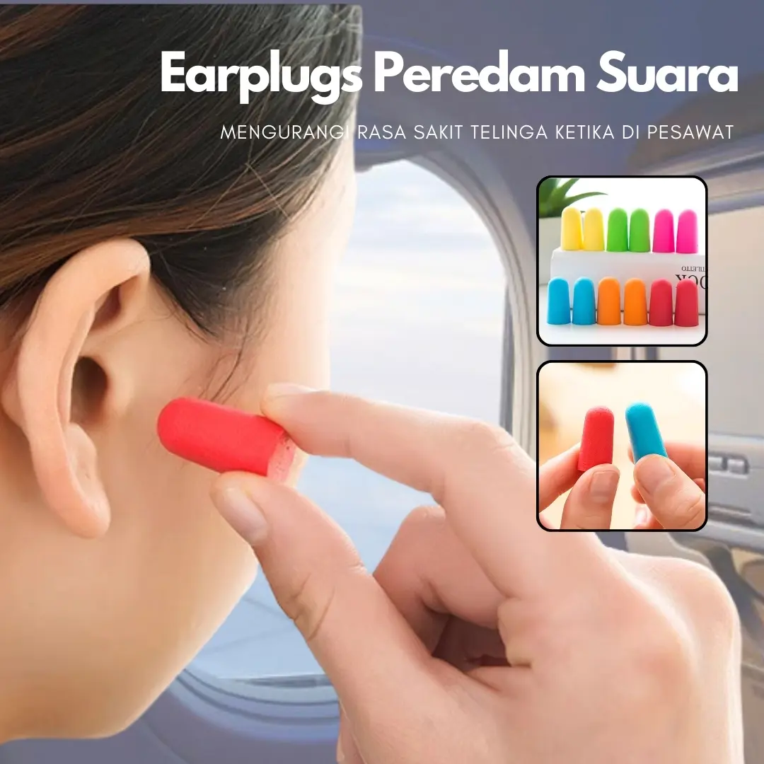 Earplugs Peredam Suara Nyaman anti sakit telingan Busa Penutup Telinga Pesawat by Lalunata