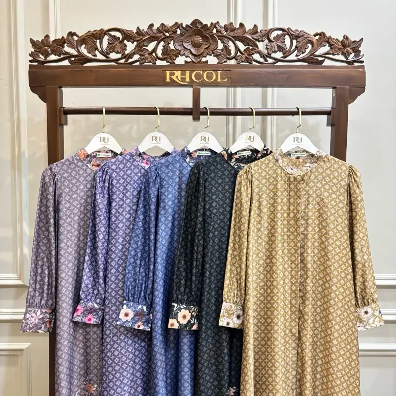 Rh Col Alisha Dress New Monogram (gamis lebaran, gamis kondangan, gamis silk, gamis terbaru)