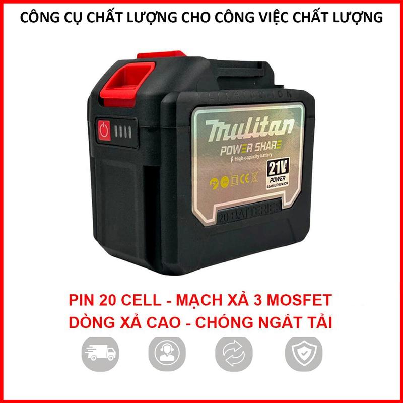Mulitan Pin 20 Cell 21V Mạch Xả 3 MOSFET Chống Ngắtt Tải Dòng Xả Cao Cho Máy Khoan Makita 4cm