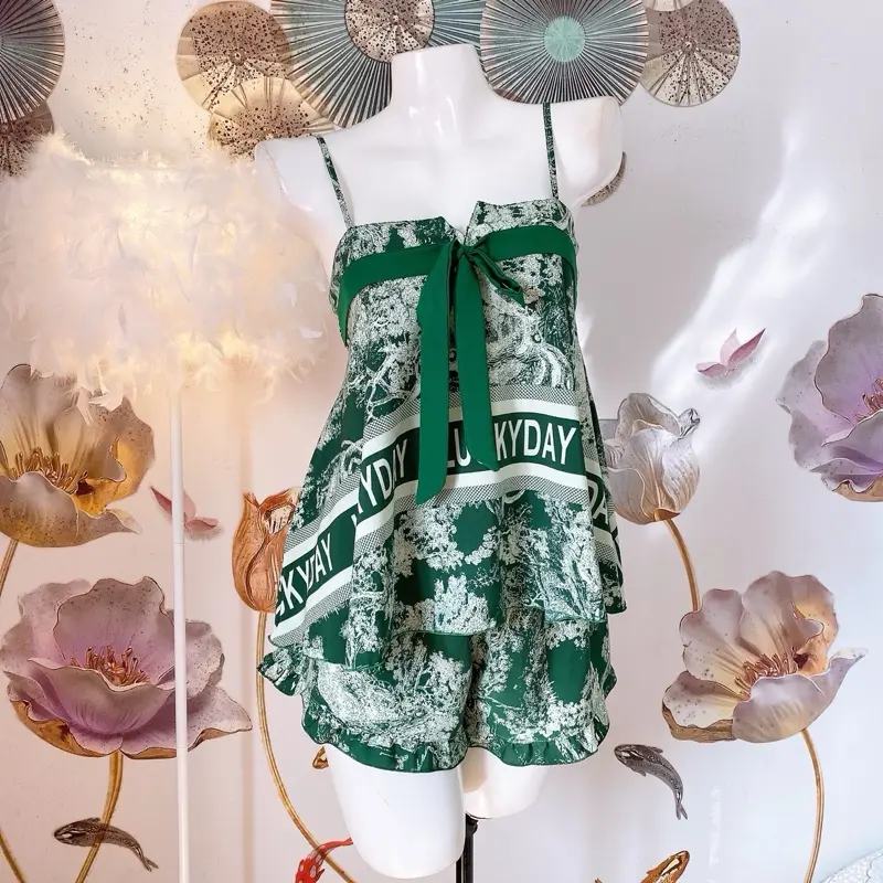 UnShop Đồ Ngủ Lụa 2 Dây Dành Cho Nữ Form Xoè To Chuẩn Dáng Dây Áo Có Tăng Đưa Dễ Điều Chỉnh Dáng Women Nhung Kem Voi tole 40kg-75kg Dobomacnha Dongumuadongnu