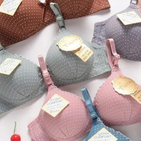 TIANA BH Bra Renda Bintik Kait 2 / art  Bahan Kualitas Bagus  BH TANPA KAWAT