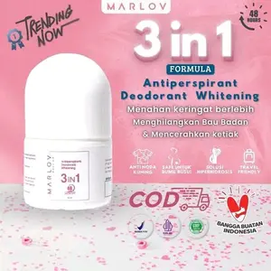 Marlov Deo Roll on Whitening 3in1 Formula Antiperspirant Deodorant Menghilangkan Bau Badan & Mencerahkan Ketiak
