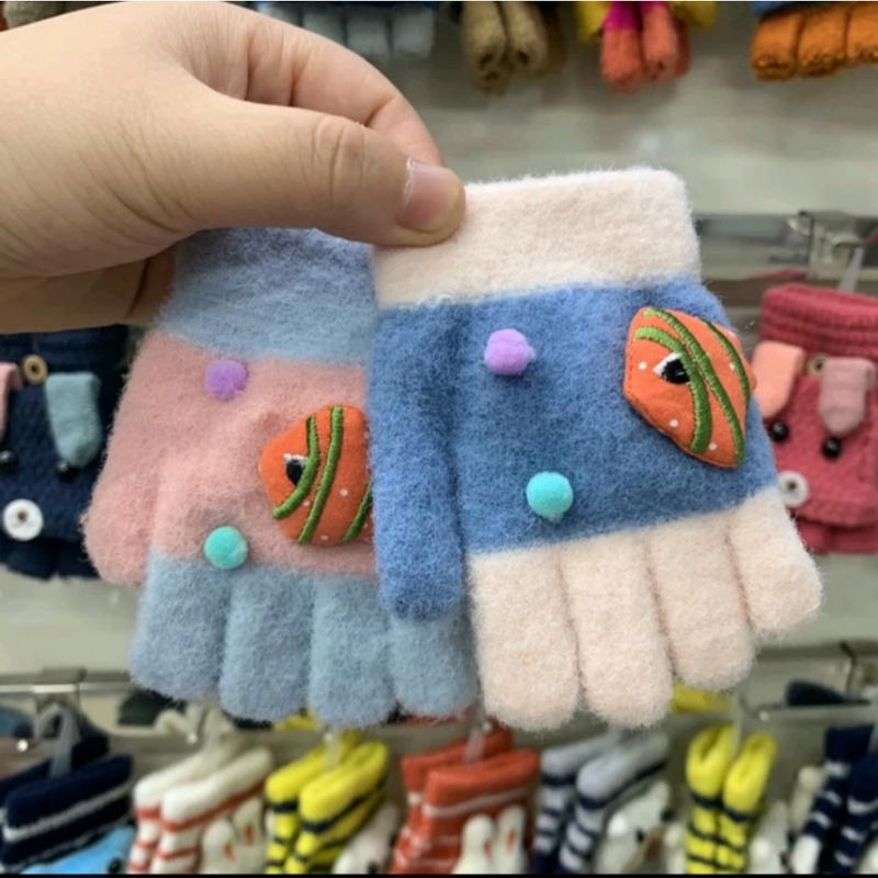 TL_PROJECT29 Sarung tangan anak winter wol MOTIF IKAN CUTE untuk usia 0-3 tahun model terbaru ZH17 7