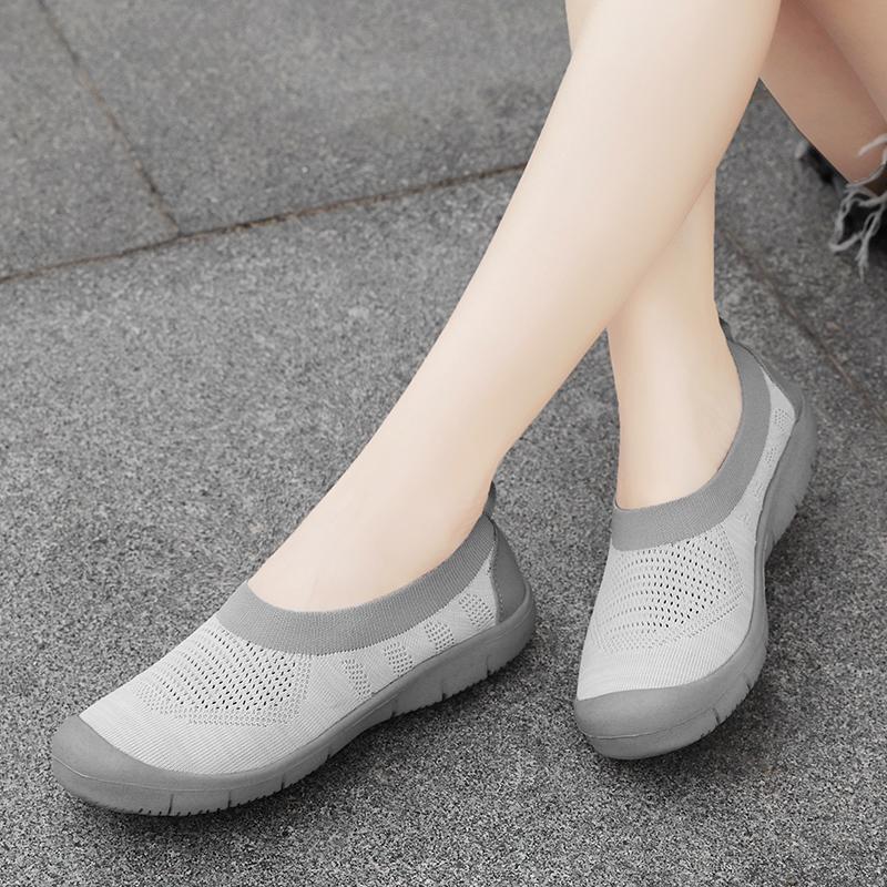 Fashion Wanita Slip-On Flat Nyaman Wanita Sepatu Lari Casual Shoes Sneakers Olahraga 4