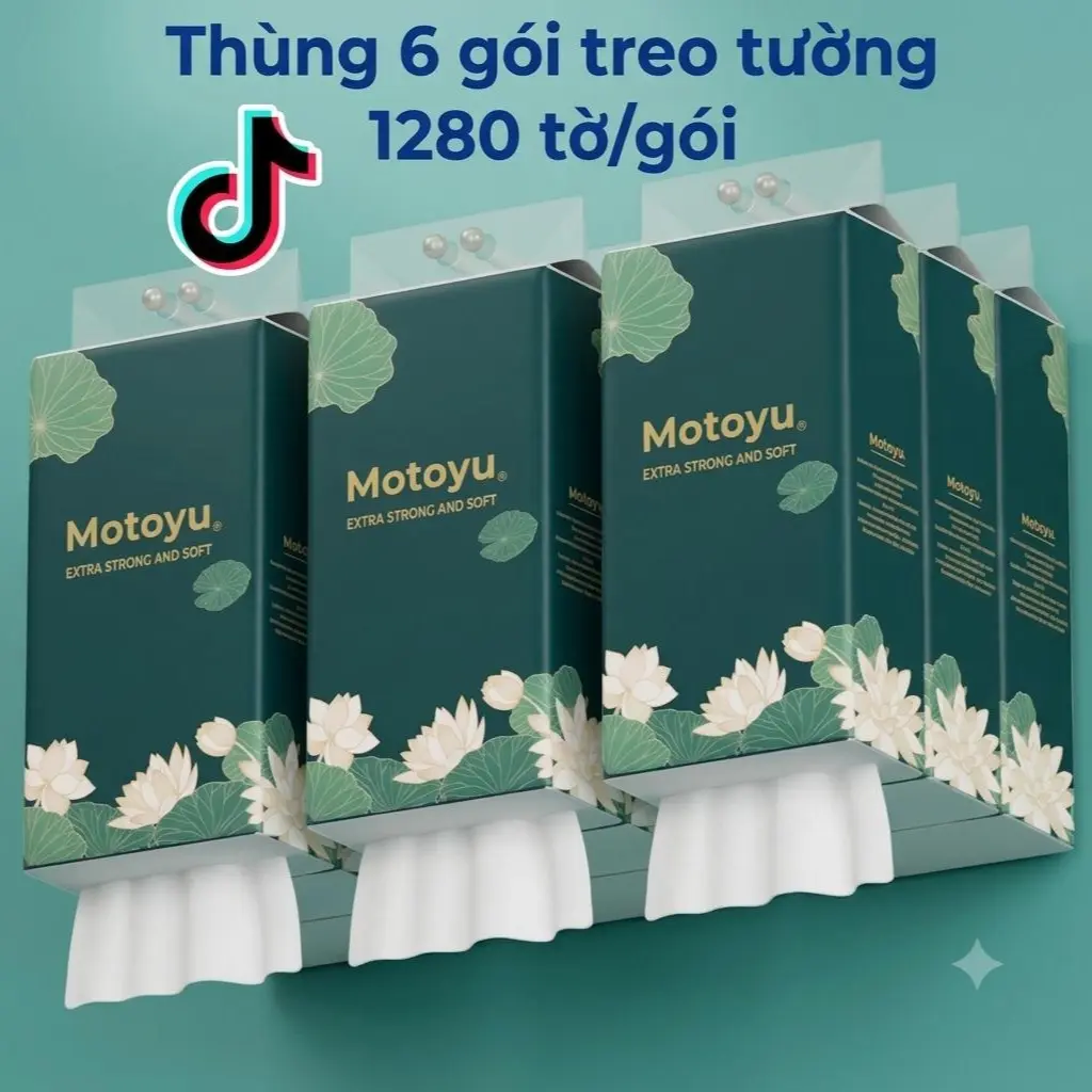 [MOTOYU Thùng 6 Gói] Khăn Giấy Ăn Giấy Treo Tường 4 Lớp Mềm Mịn, Siêu Dai, Thấm Hút Tốt, Tiện Lợi, An Toàn, Không Chất Tẩy Trắng Giấy Vệ Sinh giay khongtanh