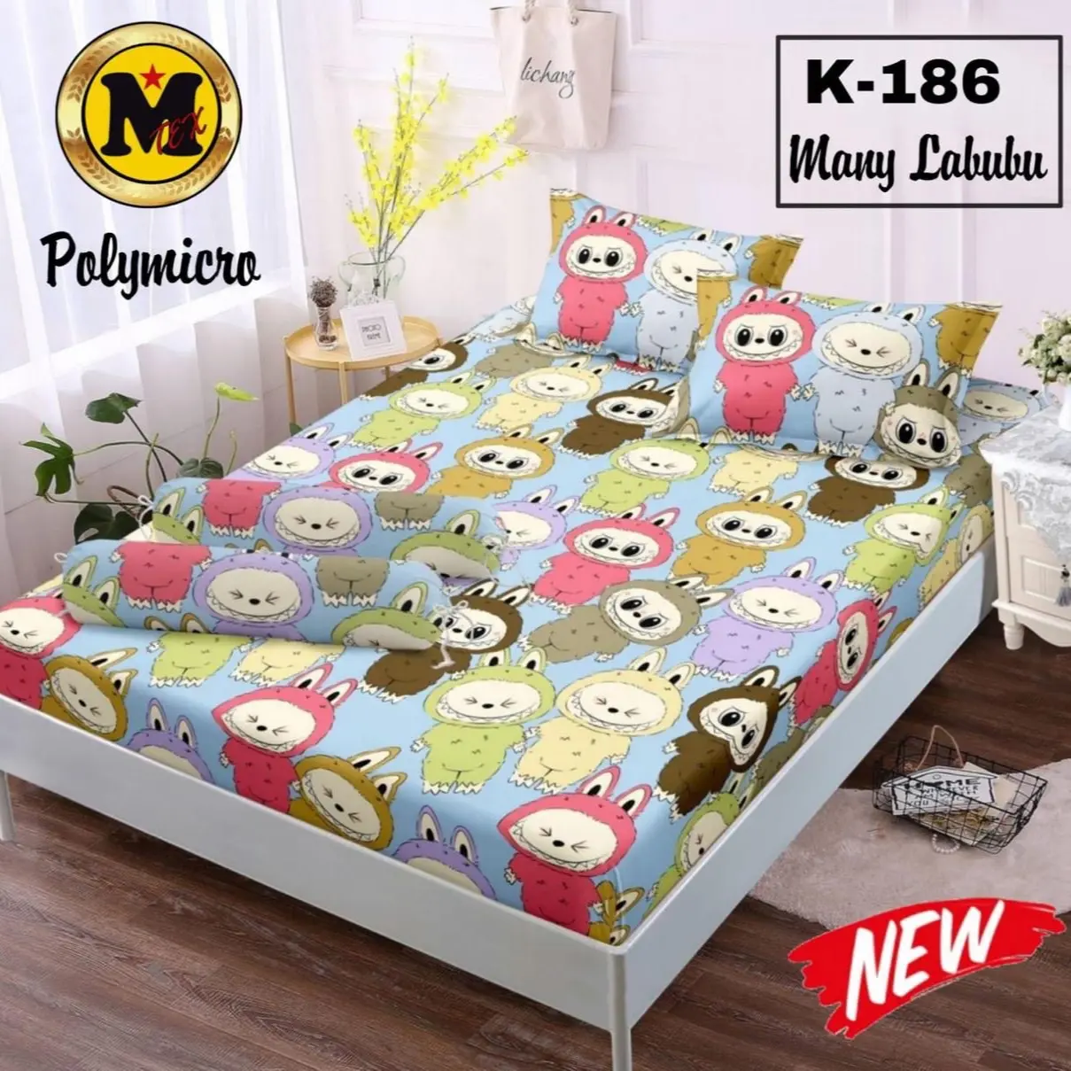 SPREI Homamade motif labubu 120x200 160x200 180x200 Termurah Labu labu SPREI cantik modern viral Bantal Guling Springbed