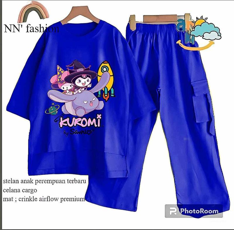 Product Introduction of Stelan Anak Perempuan Terbaru Celana Model Cargo Skena dengan Baju Motif Kuromi Lucu Bahan Crinkle Airflow Premium - Fashion Setelan Pakaian 29