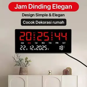 Jam Digital Besar Angka LED Besar Jam Gudang Cocok Di Rumah Kantor dan Di Meja Tanggal Suhu & Alarm 3x