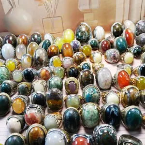 Cincin Batu Alam Warna-warni untuk Pria dan Wanita