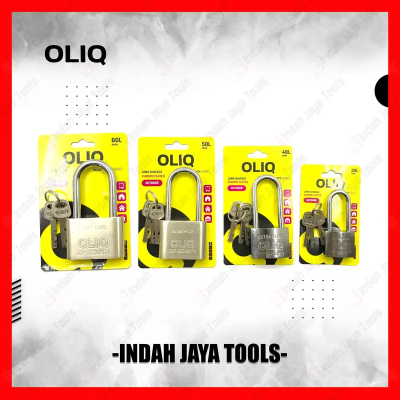 OLIQ Kunci Gembok 30 40 50 60 mm Leher Panjang Pendek Rumah Pagar Pintu - Long Short Chrome Plate 1
