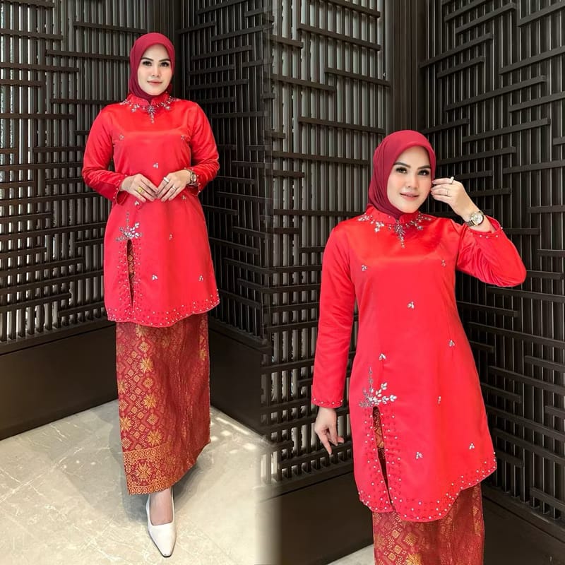 FREE KERUDUNG Setelan Kebaya Terbaru Set Kebaya Melayu Payet  Kekinian Kebaya Kondangan Pakaian Malayasia BY Wrbsn Oshop Dress Motif Atasan Baju Wanita Wisuda Pesta basiba kurung