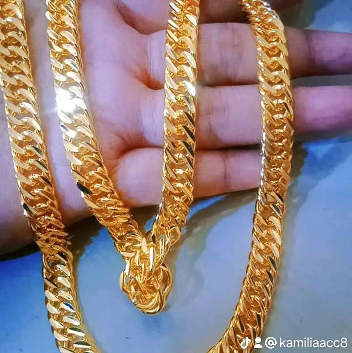 kalung rantai 1,5cm jumbo 70cmkuningan lapis emas