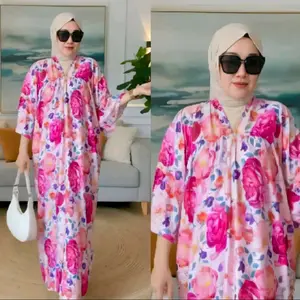 YURI Daster Terbaru Kekinian 2025 Bahan Rayon Motif Viral Busui dress V Neck Panjang Bumil Wanita