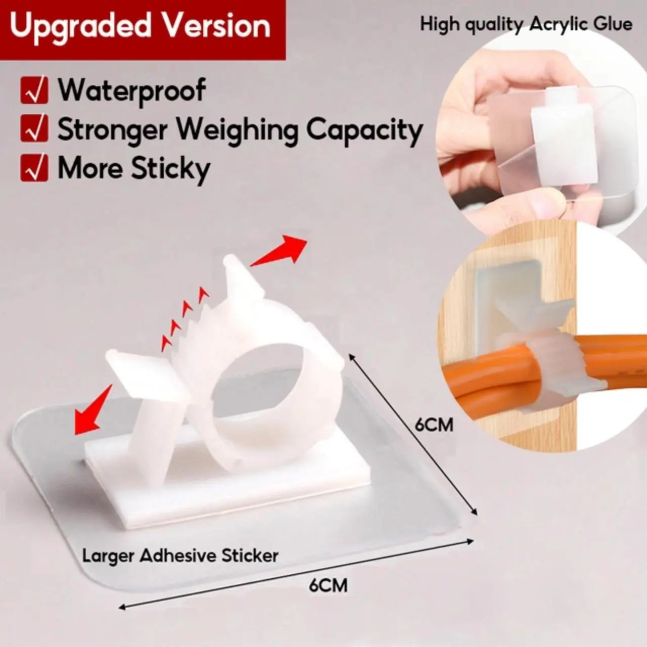 4-PCS Adjustable Wiring Fixed Seat Wiring Clamp Self Adhesive Cable Management Clamps Wire Wrap for TV Pipe Holder Plastic Wall-mounted