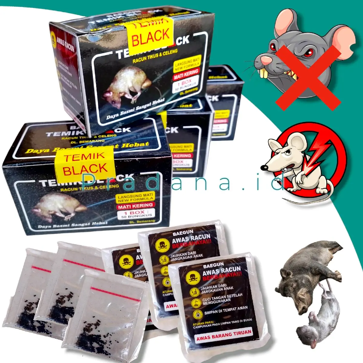 TEMIK BLACK Bacgun Hijau Racun Tikus dan Celeng 1box 50sachet - Shop ...