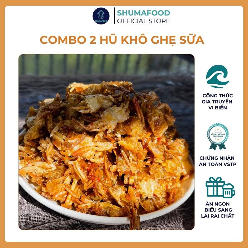   Combo 2 hũ  Khô Ghẹ sữa chiên giòn tổng khối lượng 320g thơm ngon ShumaFood Snack ăn vặt 