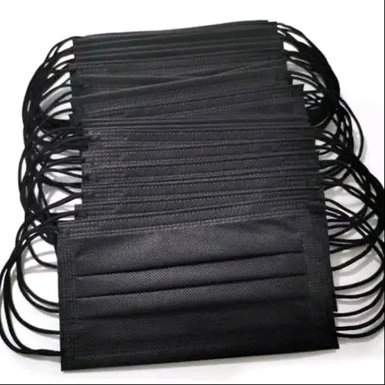 Masker Earloop polos hitam non hijab cantolan Isi 50 pcs 3PLY 1