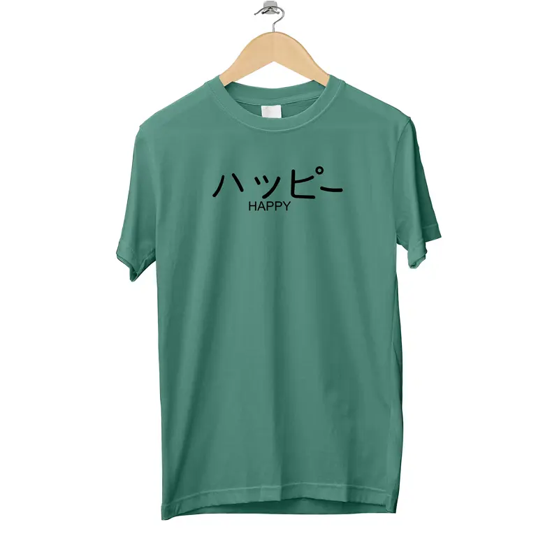 Kaos Tulisan Jepang Happy Baju Distro Pria Atasan Cewek Murah Nyaman 4