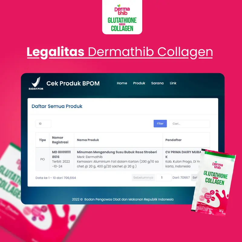 Dermathib - Glutation Plus Collagen Drink Whitening Booster Minuman Serbuk Pemutih Badan isi 10 sachet 6