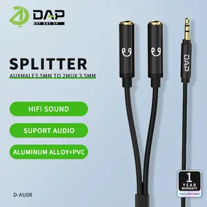 DAP Audio Splitter Jack 3.5mm Male to 2 Female Jack 3.5mm Support Listen D-AU08 - Garansi 1 Tahun