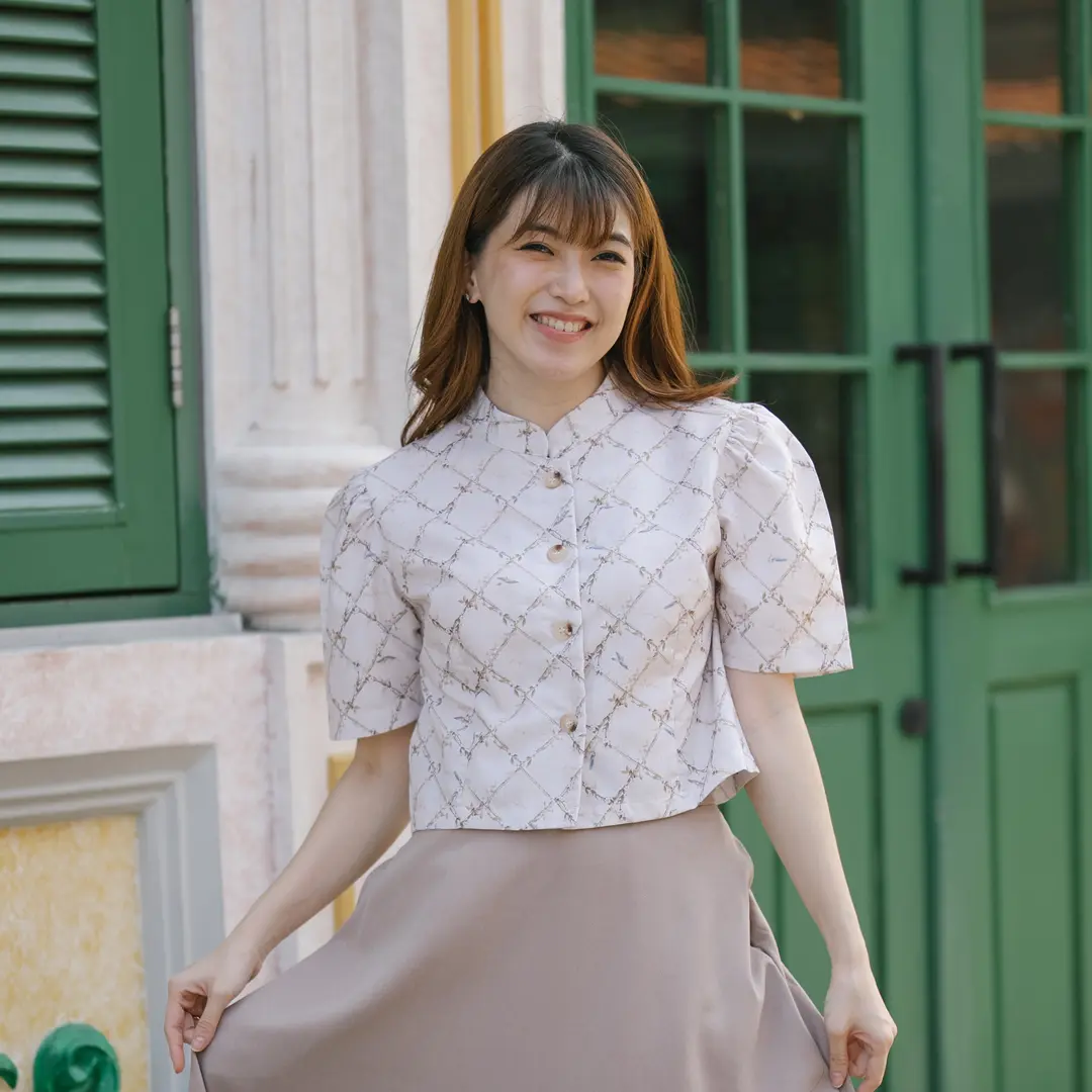 Beatrice Clothing Leah Blouse - Atasan Wanita Motif Kerah Shanghai
