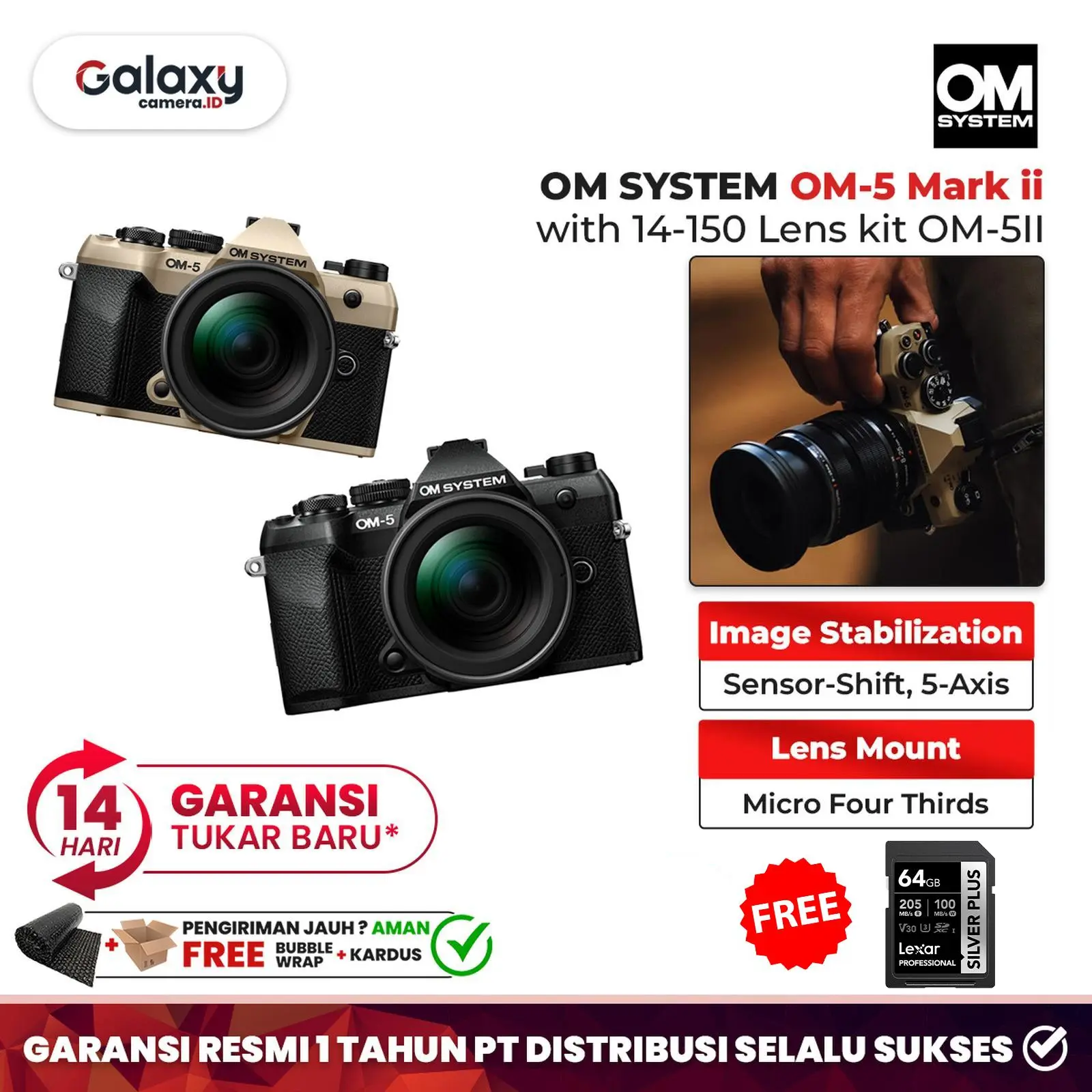 OM SYSTEM OM-5 Mark ii Mirrorless Camera with 14-150 Garansi Resmi