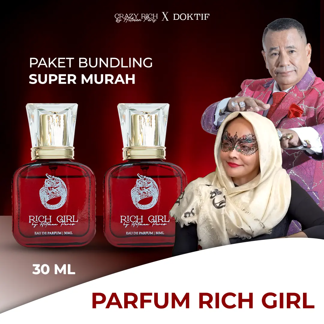LIVE DOKTIF X HOTMAN PARIS PAKET BUNDLING Parfume Rich Girl By Hotman Paris ( For Women ) (2PCS) TRAVEL SIZE 30 ML
