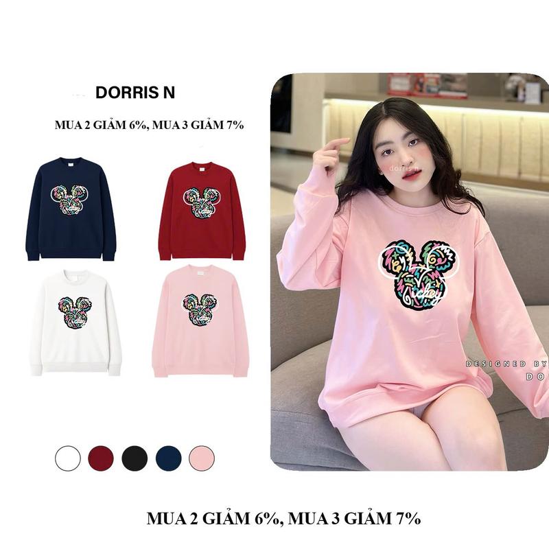  Áo Nỉ Da Cá Cao Cấp MICKEY XOAN NEW Thu Đông Ấm Áp Mềm Mịn Có Thể Giặt Máy Nữ Women Top Nhung 