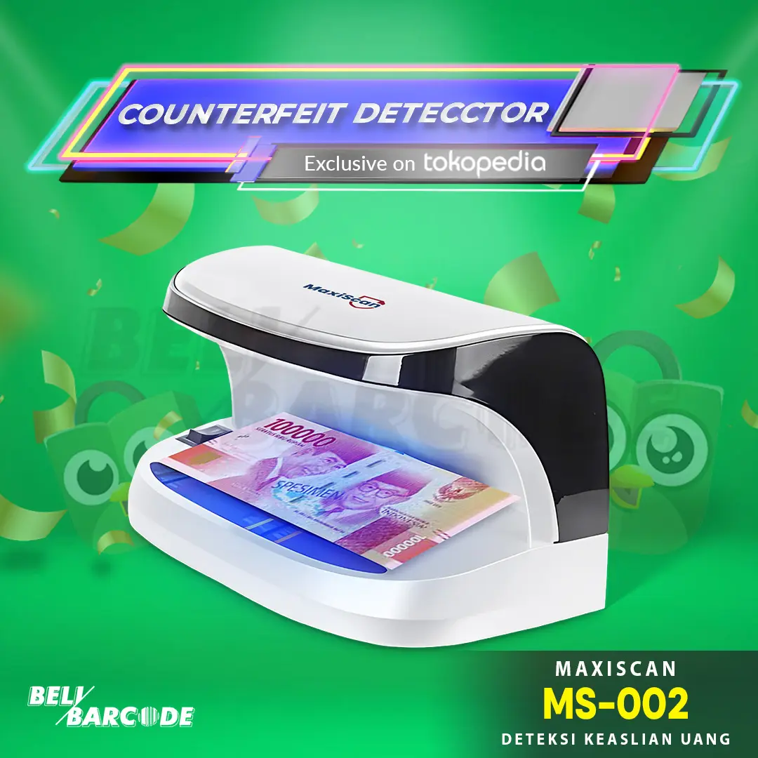 MaxiScan Alat Detektor Uang MS-002 Mesin Pemeriksa Money Counterfeit Detector Lampu UV LED