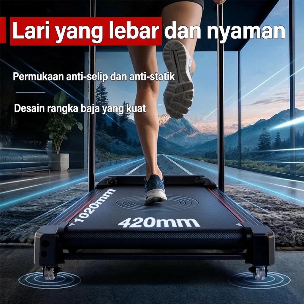 【Tingkat profesional】【Garansi 10 Tahun】Treadmill elektrik JC700 5.0 tenaga kuda kecepatan 16km/jam 3 tingkat kemiringan dapat dilipat sabuk lari 56 cm konektivitas Bluetooth