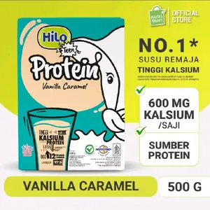 susu hilo teen 500 gram rasa vanila caramel 600mg calsium/ saji tinggi protein