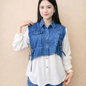ZELIN, KEMEJA SOFF JEANS KOMBINASSI RAYON TWILL Wanita
