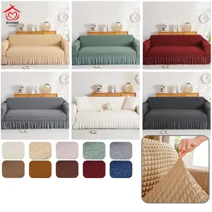 【Bahan benang gelembung baru】Set Penutup Sofa Berpinggiran - Tahan Lama dan Dapat Dicuci Cocok untuk Sofa 1/2/3/4 Kursi Penggunaan di Ruang Tamu Penutup Sofa Elastis dan Lembut