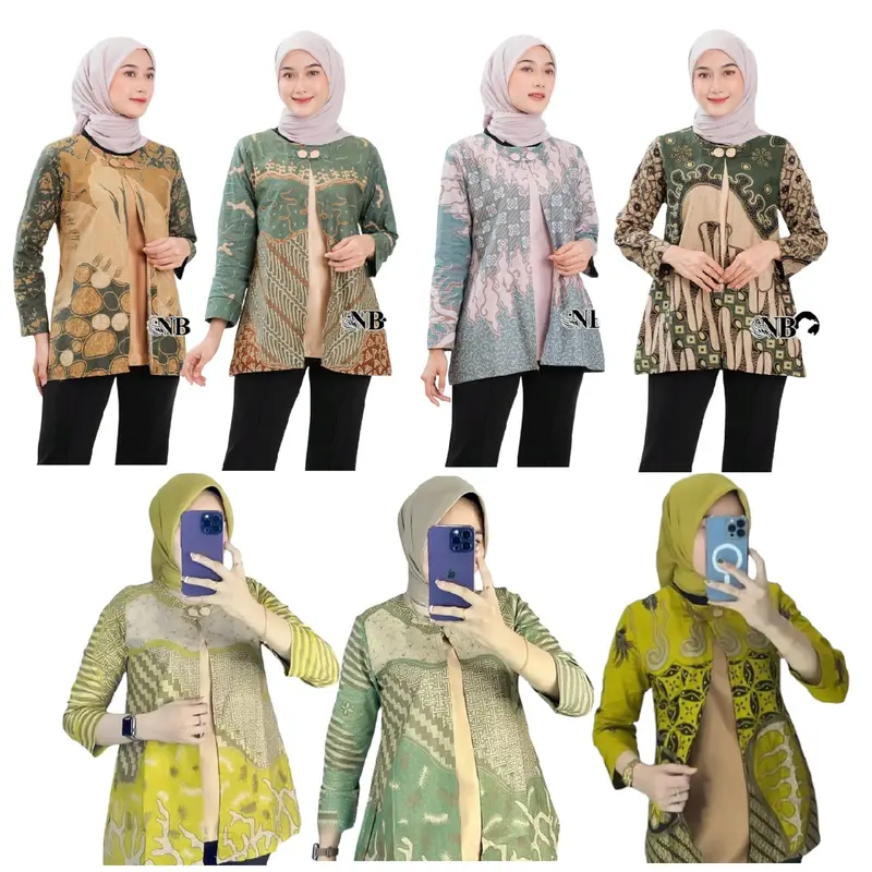 Bolero warna hijau lime dan sage atasan batik wanita modern 0
