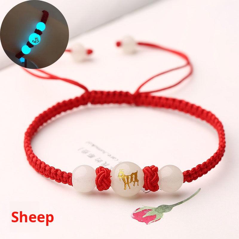 Product Introduction of Women's bracelet, red rope luminous bracelet, luminous stone luminous gemstone 12 zodiac woven bracelet, couple bracelet for men and women, bring it for safety. nazar  bracelet chinese jewelry year snake red  string  bracelet 26